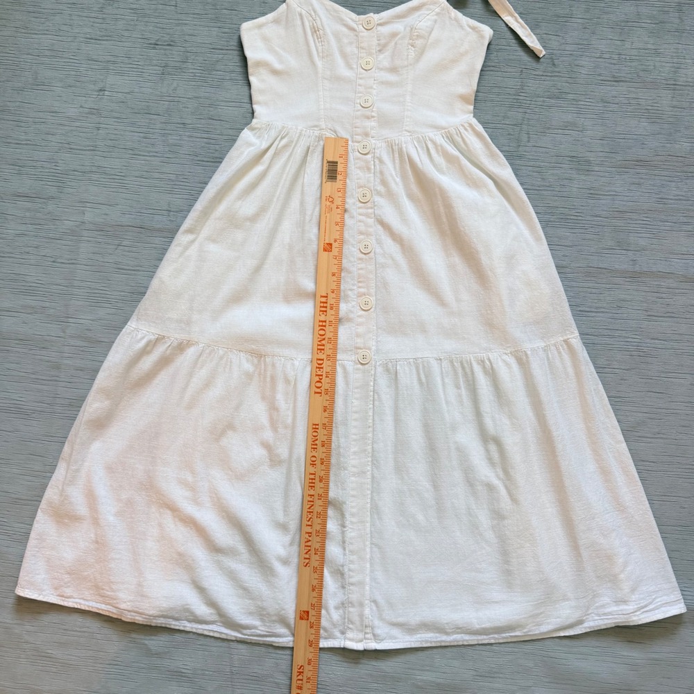 Urban Outfitters White Cotton Button Down Tie Strap Tiered Midi Dress Womens S - Picture 9 of 16